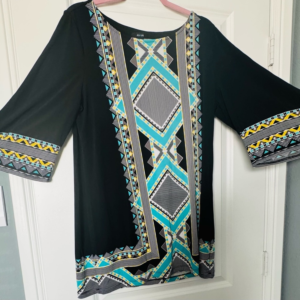 Alfani Multicolor Geometric Pattern Top